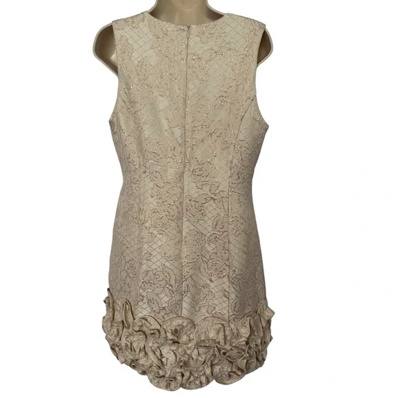 Donna Ricco Cream Gold Textured Mini Dress - Picture 12 of 12